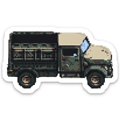 military truck pixel art sticker