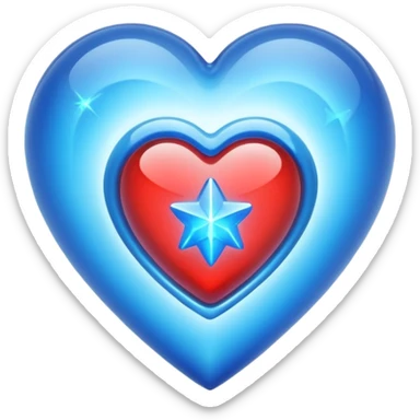 A translucent 3D heart with a sci-fi blue star inside sticker