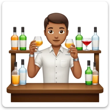 bartender mixing drinks, club backgroudn with bottles sticker