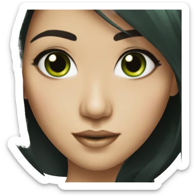  Glamourous Asian dark hair and green eyes sticker