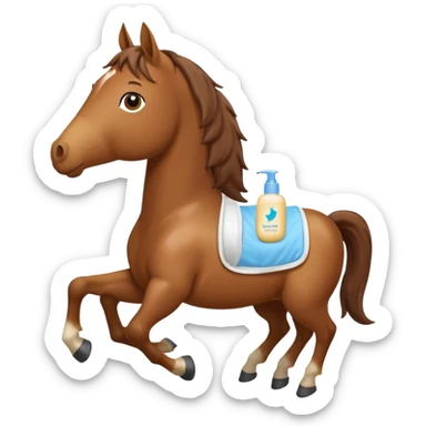 A horse holding johnson baby body lotion sticker