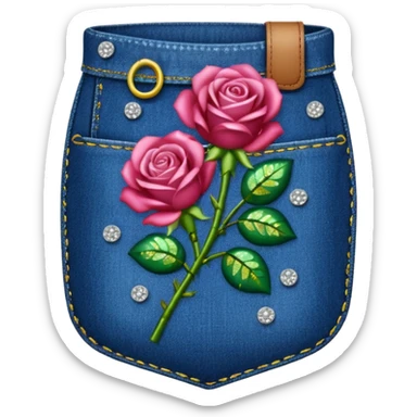 Sequin roses in a denim pocket sticker