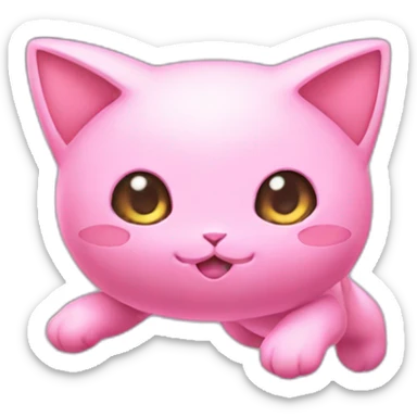 pink mew pokemon levitating sticker