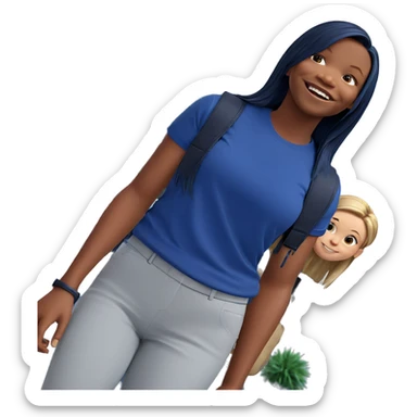 smiling girl in blue shirt sticker