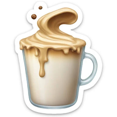 Creamy, overflowing coffee in a glass cup sticker