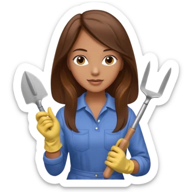 long brown hair woman Gardening sticker