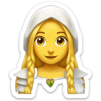 face of elf girl, white clothes, yellow long hair sticker