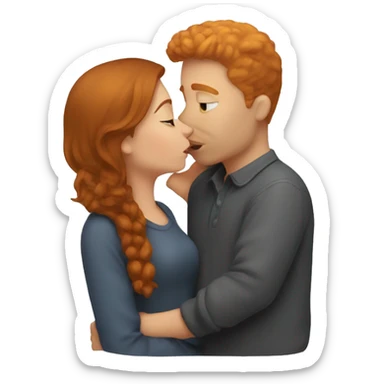 Brown hair girl kissing ginger guy sticker
