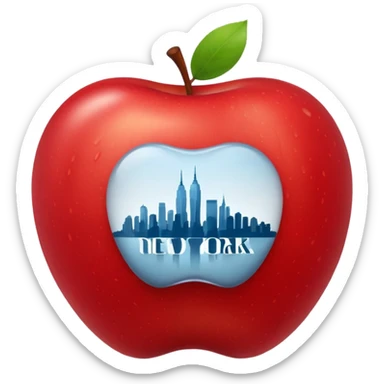 Manzana con el nombre de New York dentro pero aesthetic, que ocupe toda la manzana sticker