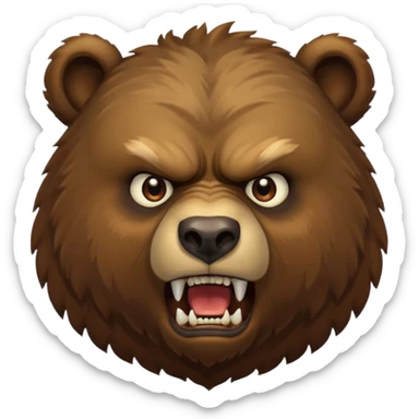 An ancient bear, forest guardian, aggressive angry, front profile, face portrait focus sticker