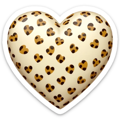 cream leopard heart sticker