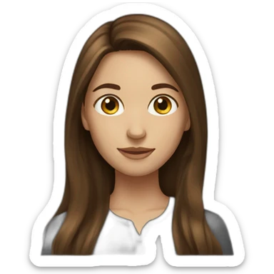 a young women with long brown hair sticker