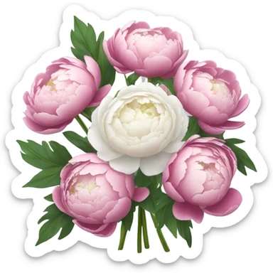 Pink and white peonies bouquet  sticker