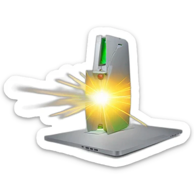laser beam coming out of a macbook sticker