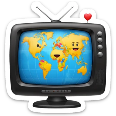 Tv with an globe with emojis sticker