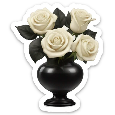 Black and ivory roses in transparent vase sticker