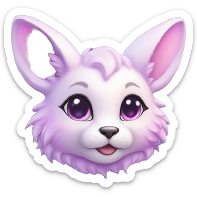 Kawaii cute colorful bright light pastel lilac-pink-white-gradient fantasy ethereal anthro fursona animal creature sticker