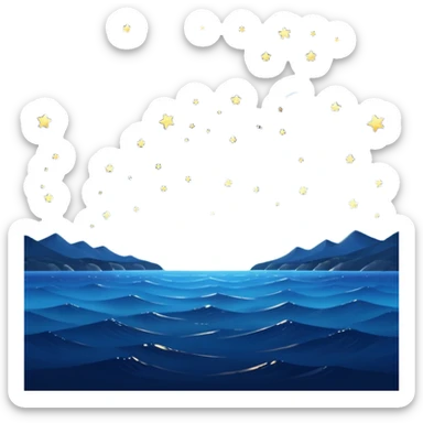 Night sky with stars over ocean no mountains sticker