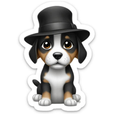 Baby dog with a black hat sticker