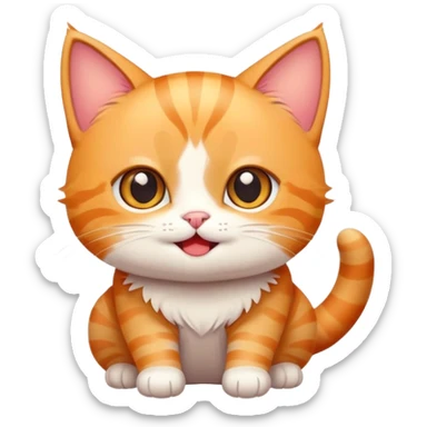 a cute and funny cartoon cat sticker, colorful, exaggerated expression, playful pose, kawaii style, white background, high resolution, chibi style
 sticker