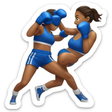 boxing girls punching a cookie sticker