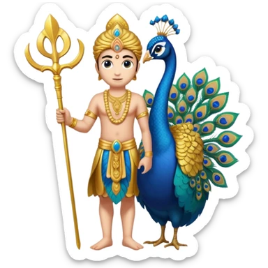 Give Lord murugan with blue peacock and vel staff as keypad emoji give as copy paste sticker in keyboard  sticker