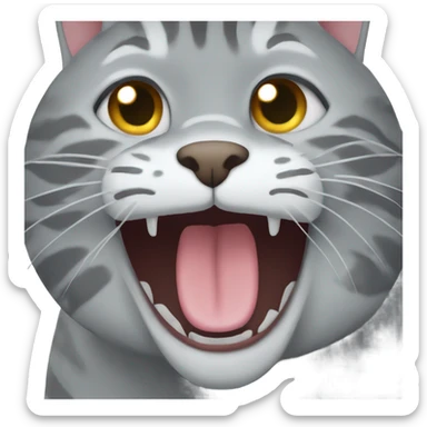Grey tabby cat hissing  sticker