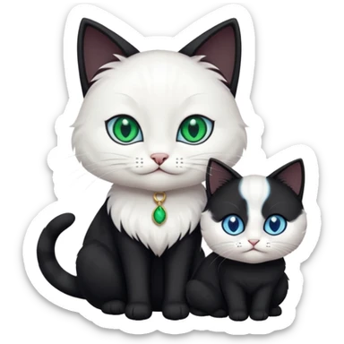 Black cat play with white cat sticker