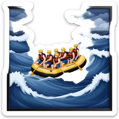 iconic raft scene with people on rough ocean sticker