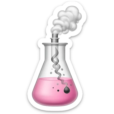 pink beaker with smoke no face one tube sticker