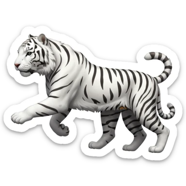 White tiger running in profile sticker