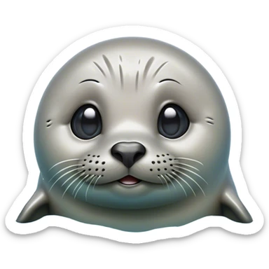 Cinematic Comical Seal Portrait Emoji, Head tilted dramatically with an exaggeratedly shocked expression, featuring a polished, streamlined body with wide, comically expressive eyes brimming with humorous disbelief, Simplified yet hilariously expressive features, highly detailed, glowing with a slightly sassy aquatic glow, high shine, dramatic yet playful, stylized with an air of quirky maritime attitude, soft glowing outline, capturing the essence of a meme-worthy seal that appears ready to side-eye its way into viral fame! sticker