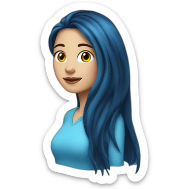 Brunette-Girl-with-long-blue-front-hair sticker