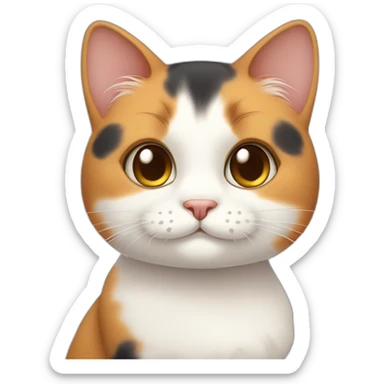 cute calico cat with chubby cheeks sticker