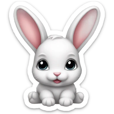 Baby bunny with coquette bow on ear sticker