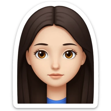 Can you make a girl with dark brown eyes with dark brown hair straight long hair sticker