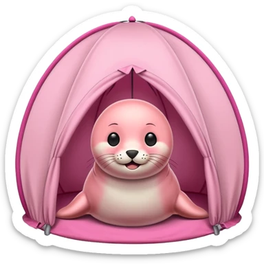 Seal in a light pink tent  sticker