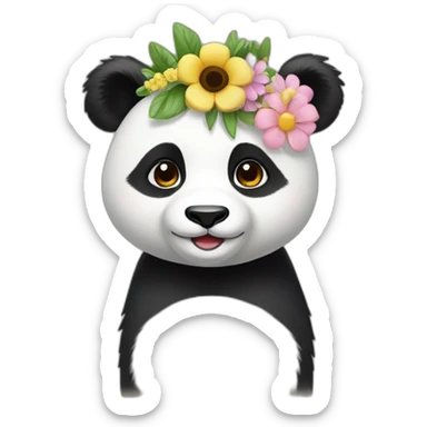ukrainian panda female with flower crown sticker