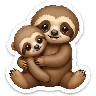 Baby sloth hugging a teddy bear sticker