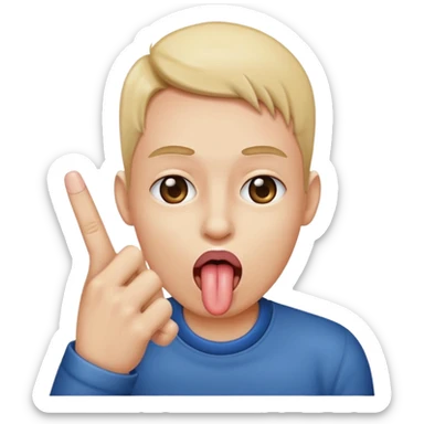 Middle finger with tongue sticking out sided eyeing sticker