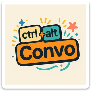 fun logo with the text 'ctrl+alt+Convo', incorporating keyboard key imagery, vibrant and friendly style sticker