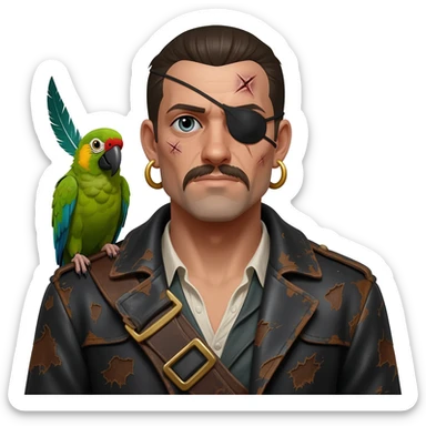 pirate and parrot sticker