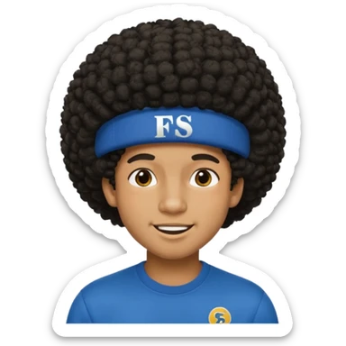 young black male with afro hair, winking, wearing a cap with 'FS' logo sticker