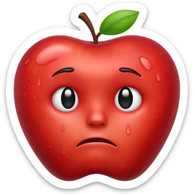 a really sad apple emoji sticker