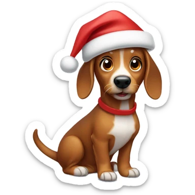 Dashound wearing santa hat sticker