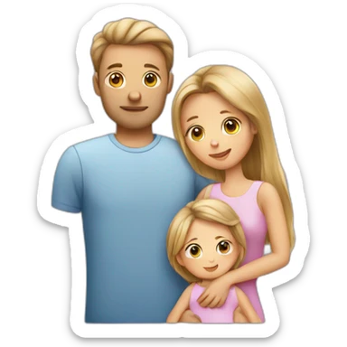 Mum, dad, daughter, newborn  sticker