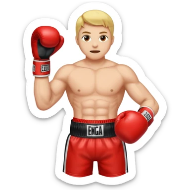 Gota de sangre con cara de enfado y unos guantes de boxeo, que tenga brazos y piernas musculados sticker