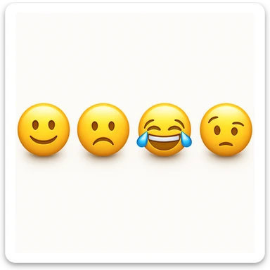 make four emojis on white background with good amount of shadow  sticker