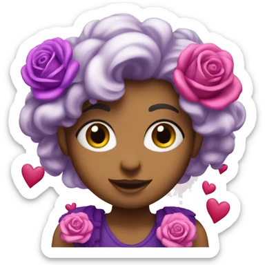 Make my name Rawan with roses and hearts in pink and purple sticker