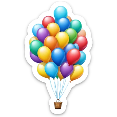Colorful balloons floating upward in the blue sky sticker